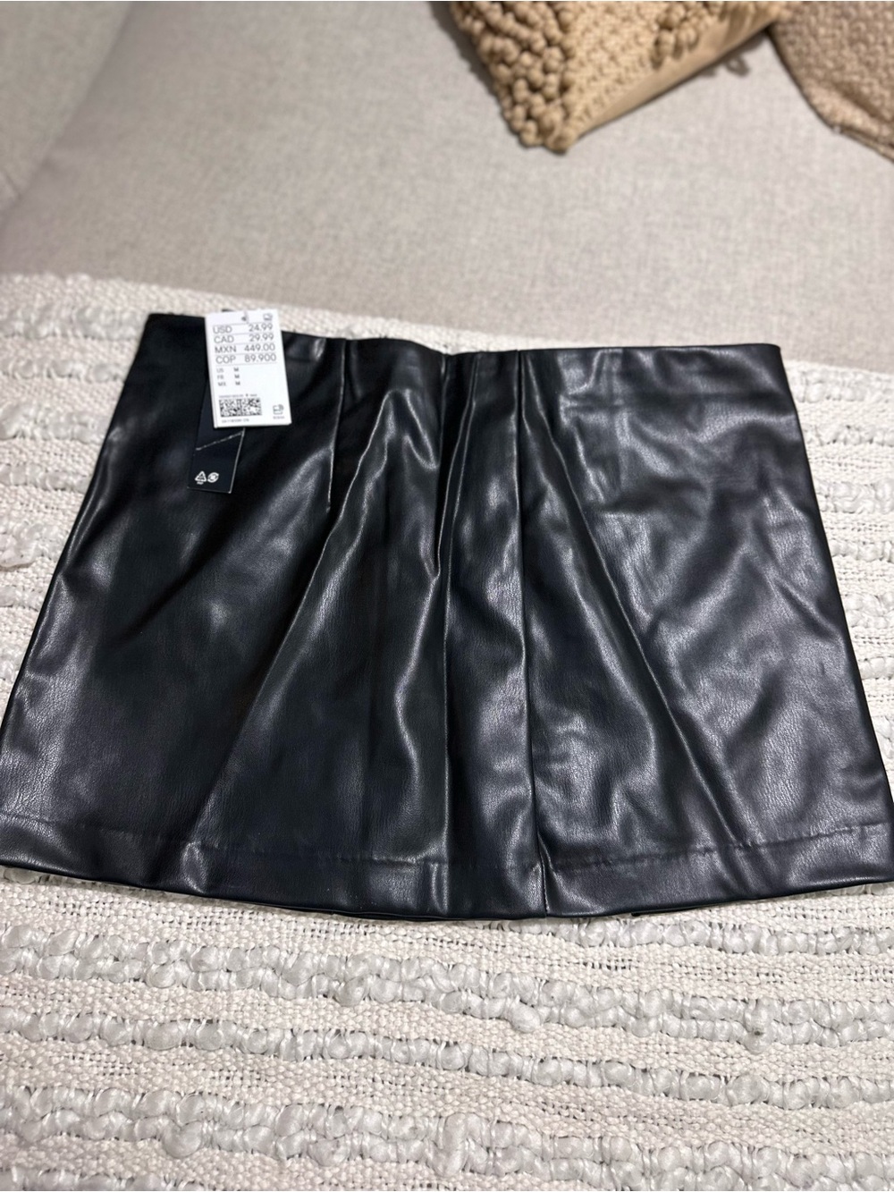 H&M Black Faux Leather Mini Skirt